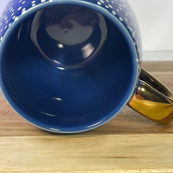 Threshold Merry & Bright Blue Specked Gold Handle Bubble Holiday Christmas Mug - Picture 7 of 8